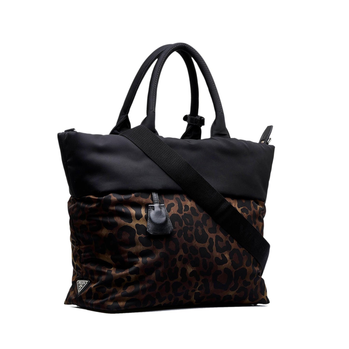 Prada Tessuto Reversible Leopard Print Satchel (SHG-8XErkH)