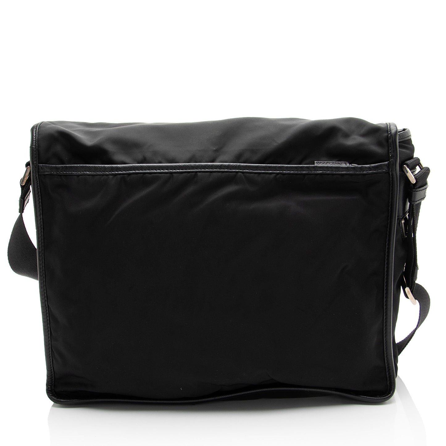 Prada Tessuto Saffiano Leather Double Buckle Messenger