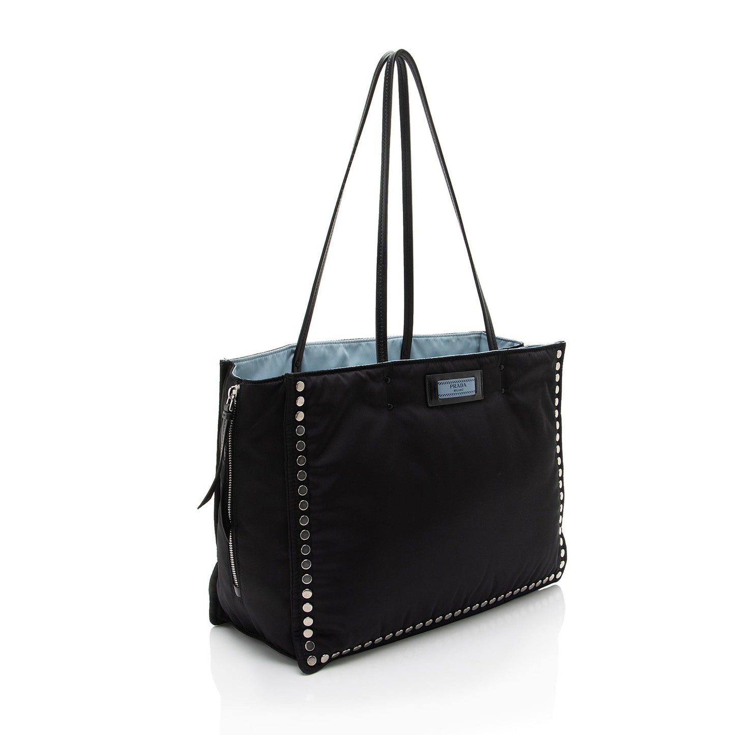 Prada Tessuto Studded Etiquette Large Tote