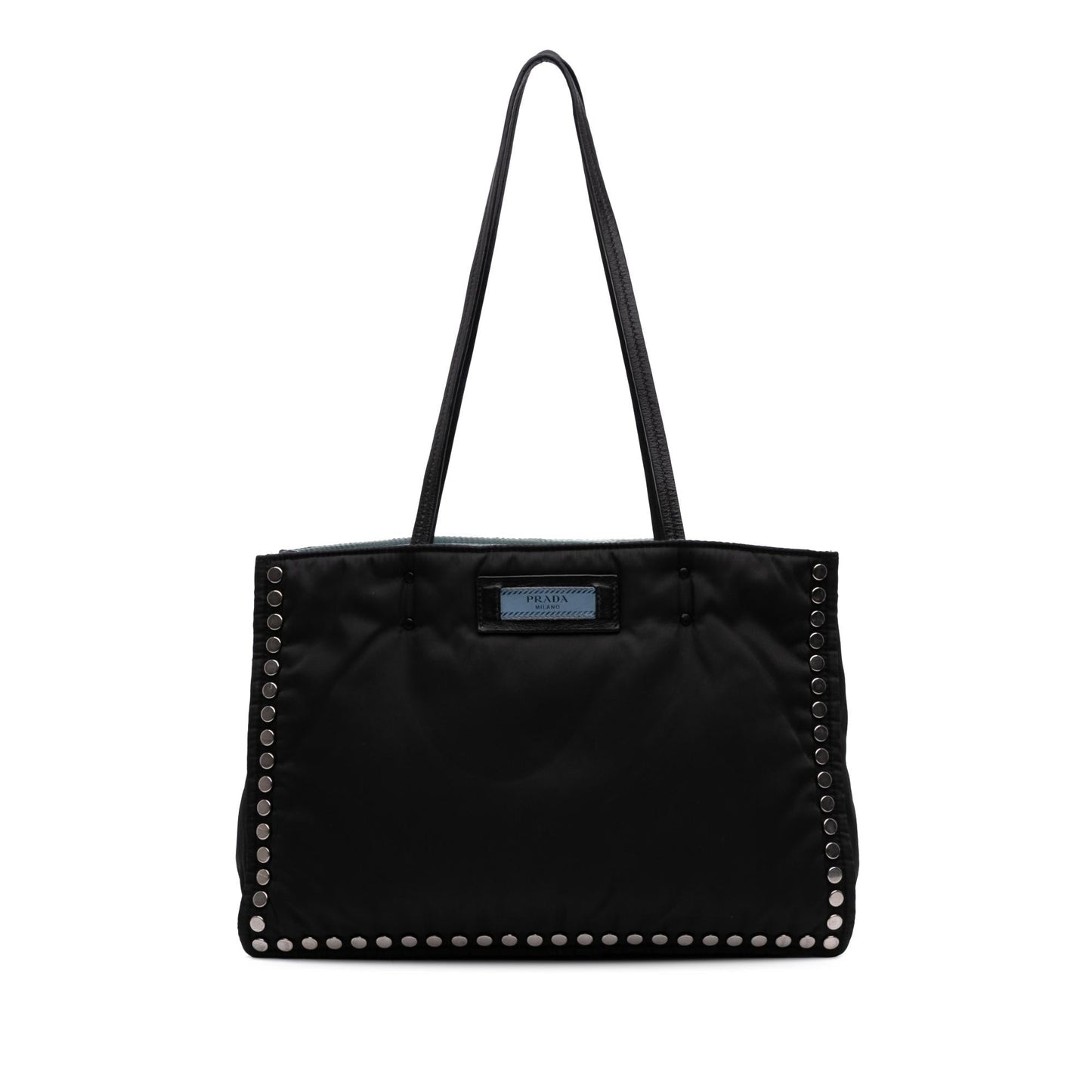 Prada Tessuto Studded Etiquette Tote