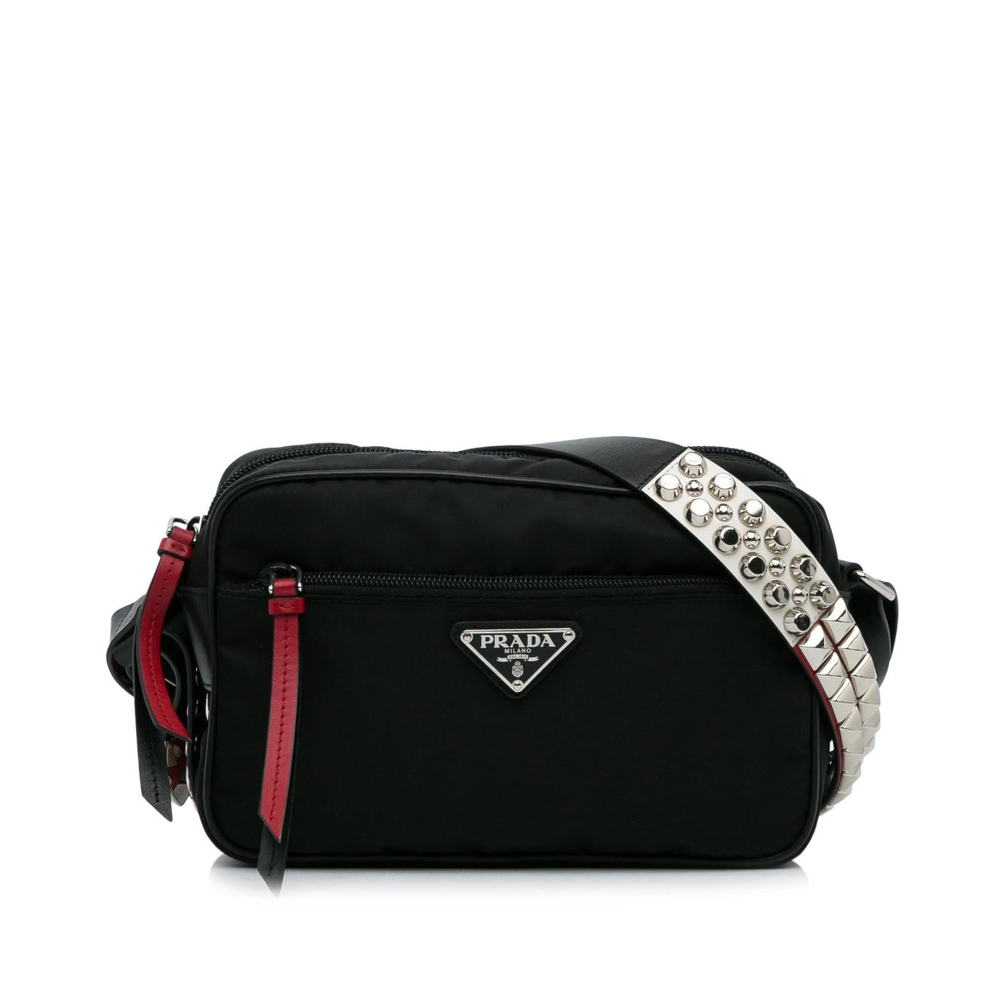 Prada Tessuto Vela Studded Crossbody (SHG-4r9iM7)