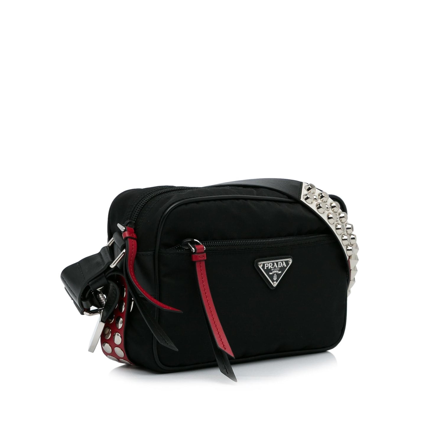 Prada Tessuto Vela Studded Crossbody (SHG-4r9iM7)