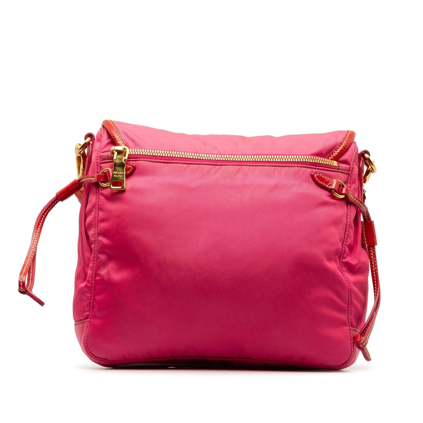 Prada Vernice Trimmed Tessuto Flap Crossbody (SHG-OWVl3m)
