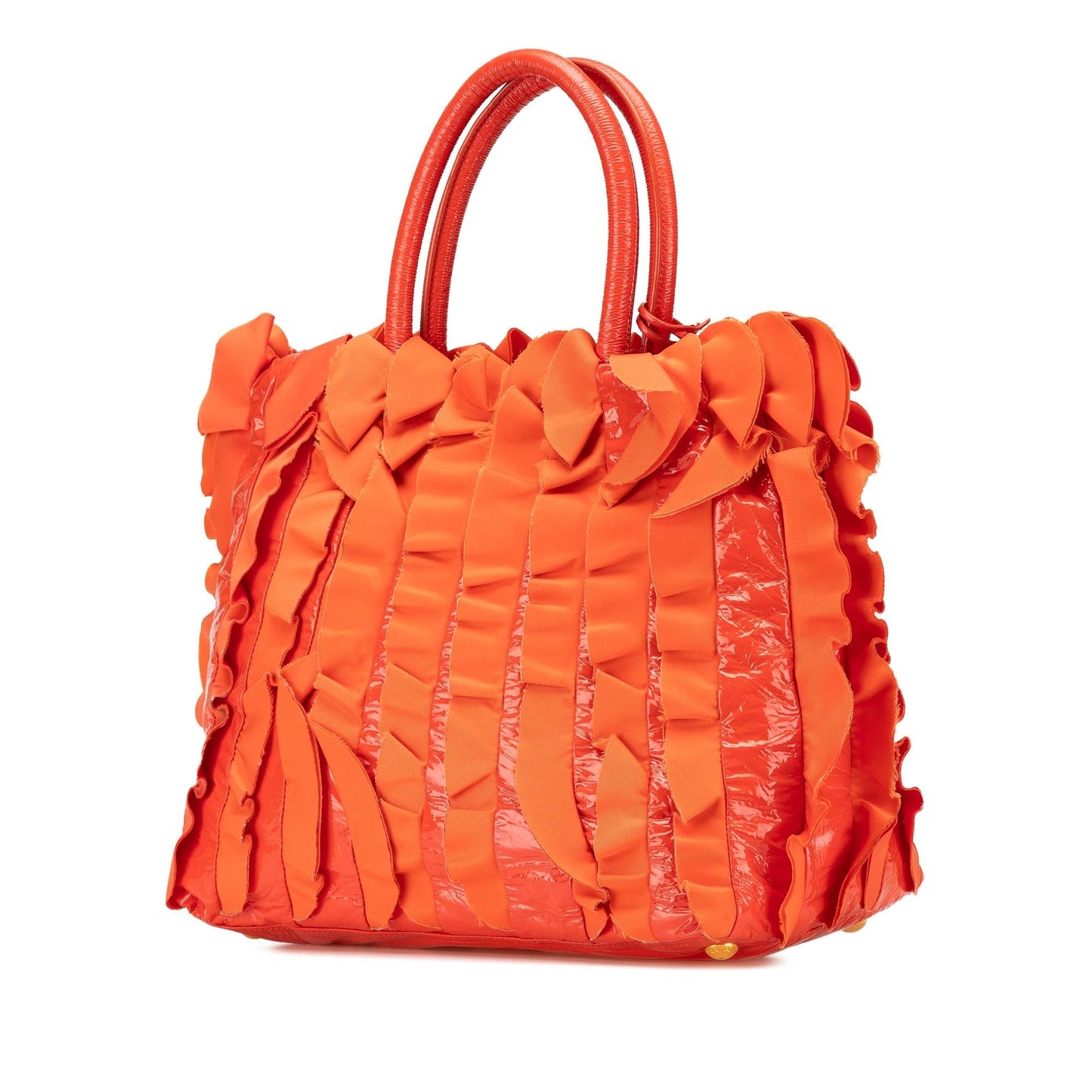 Prada Vernice and Tessuto Ruffle Tote