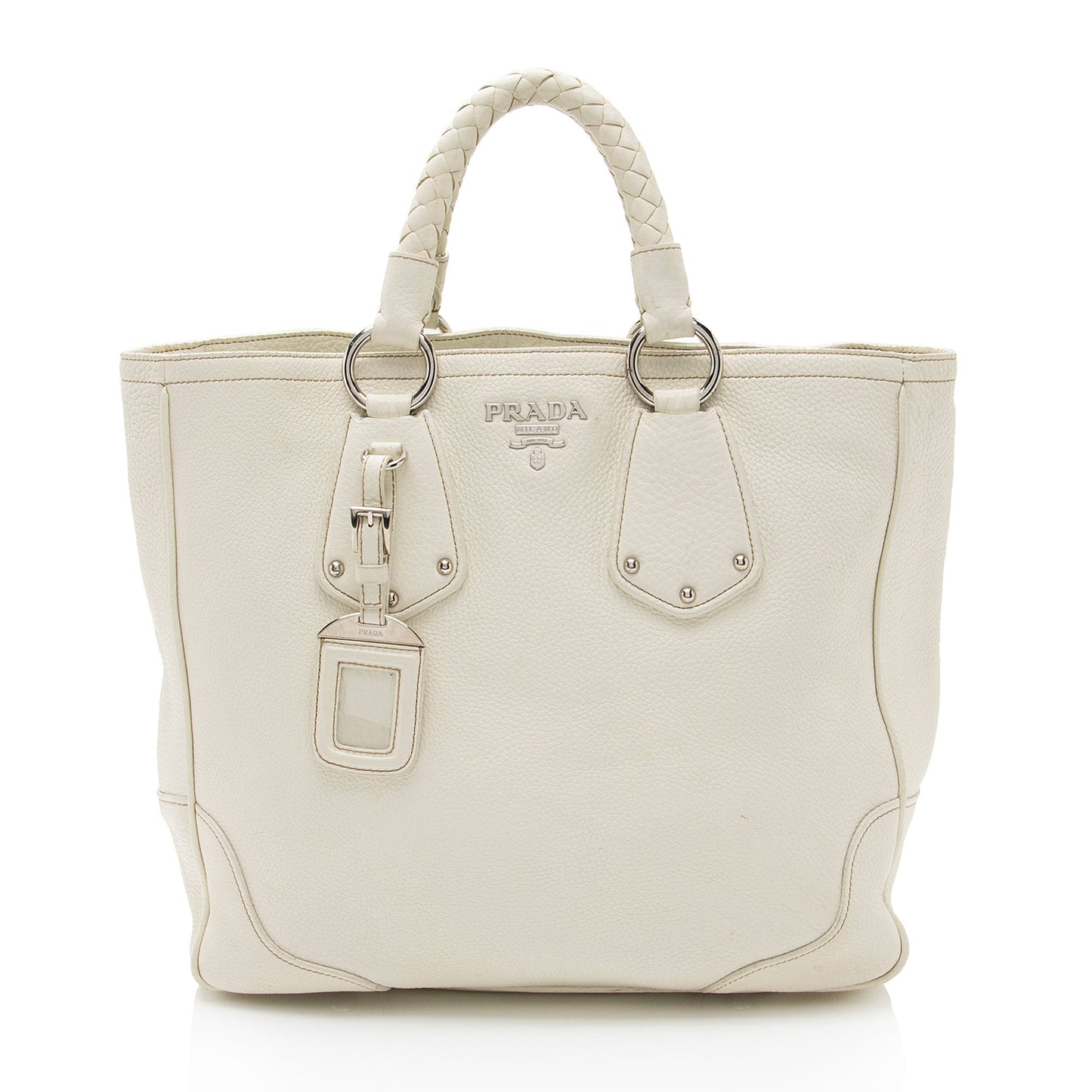 Prada Vitello Daino Braided Tote (SHF-XQ69sr)