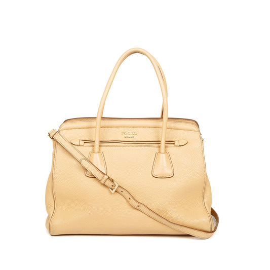 Prada Vitello Daino Cuir Frame Convertible Tote