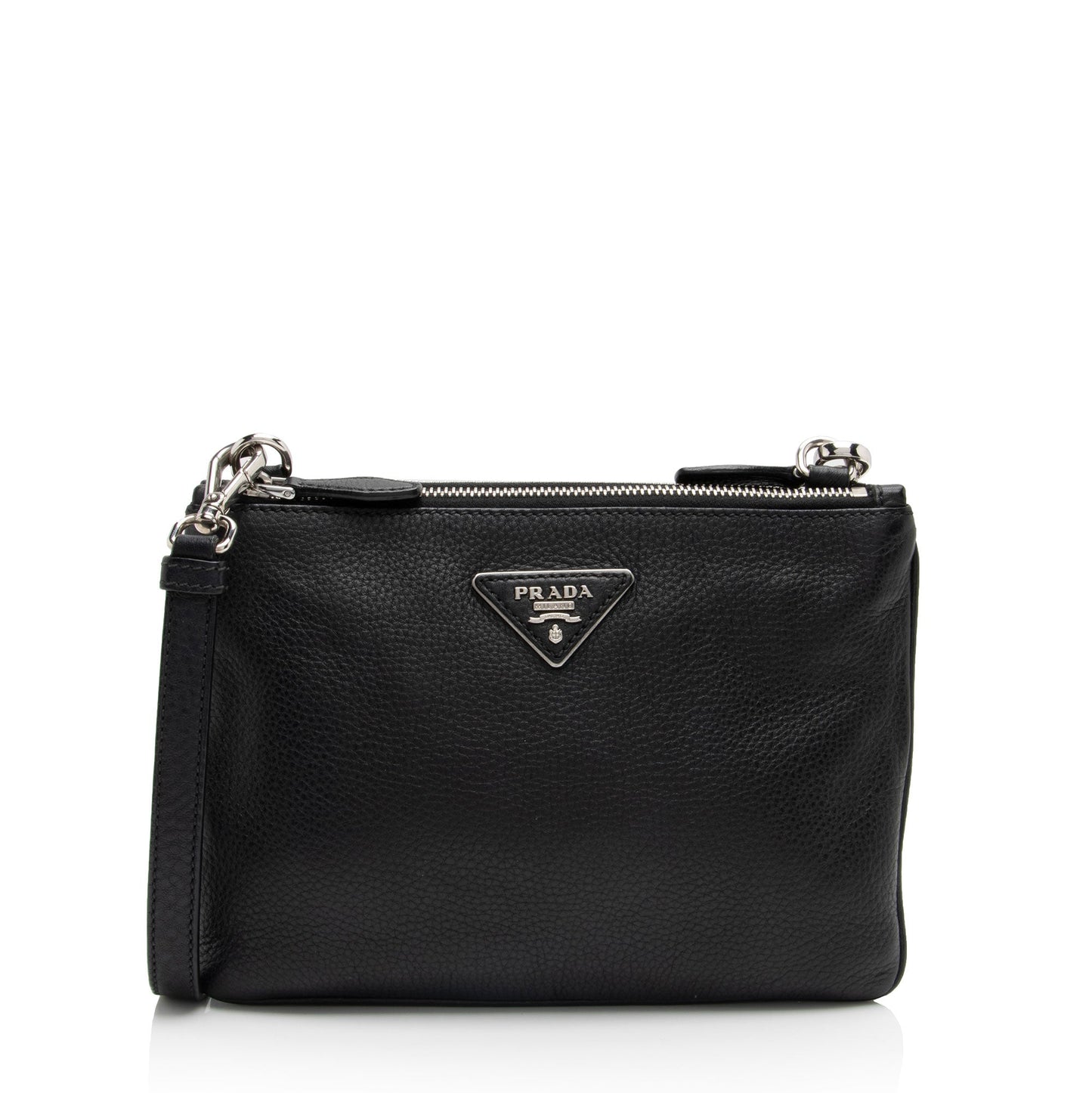 Prada Vitello Daino Double Zip Crossbody (SHF-SwcnUZ)
