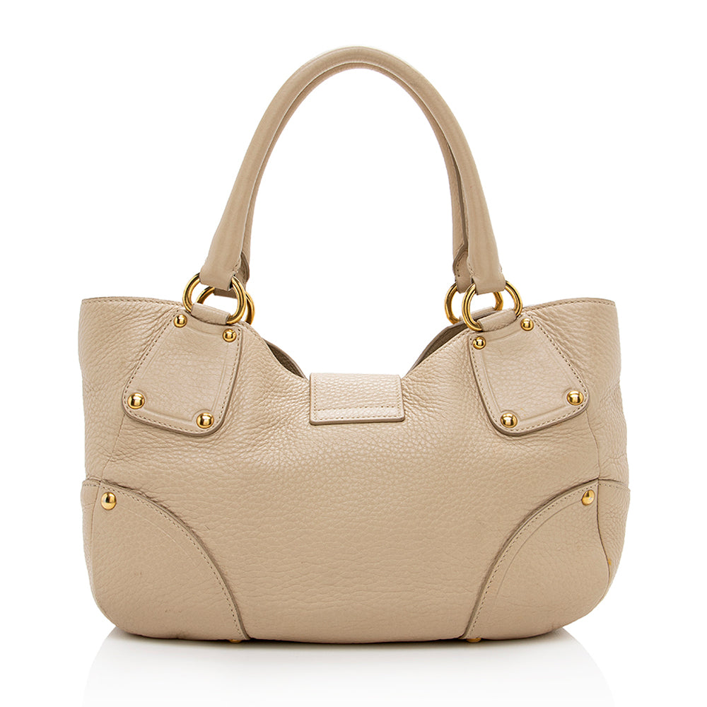 Prada Vitello Daino Leather Pushlock Tote (SHF-16679)