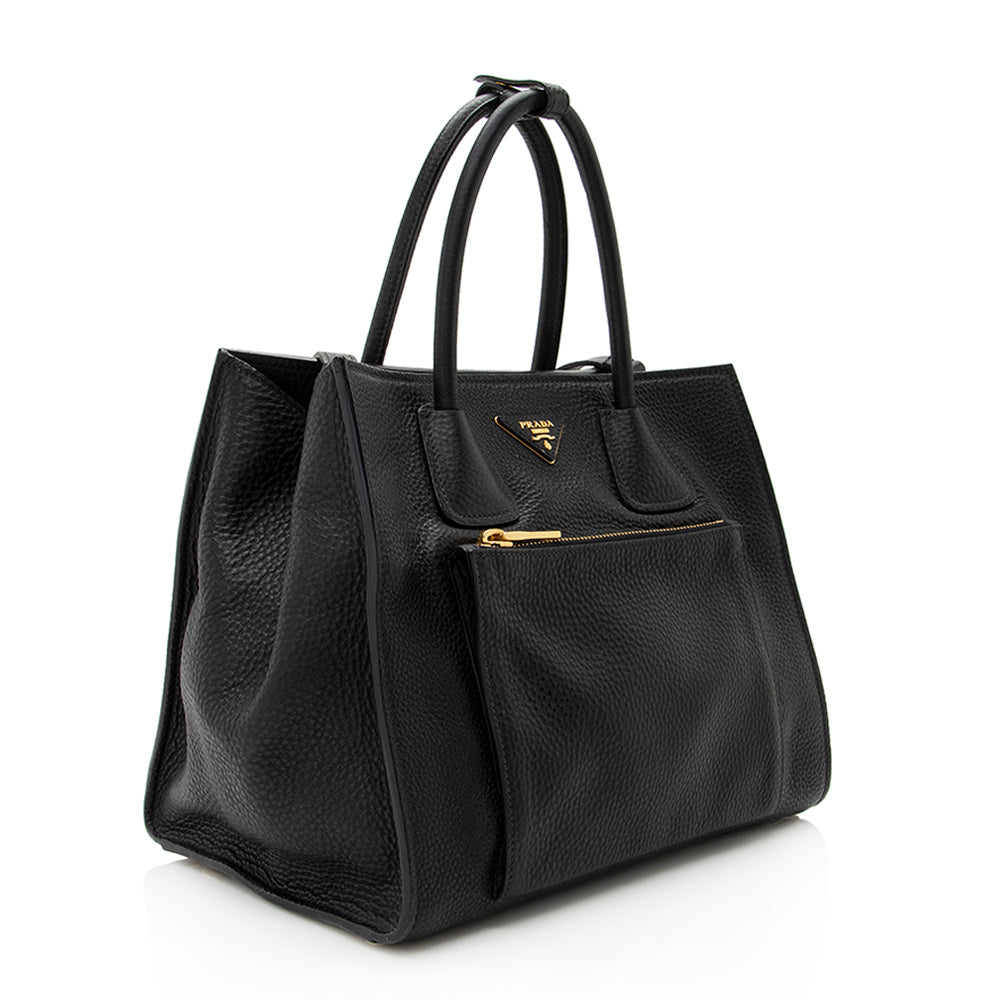 Prada Vitello Daino Leather Twin Pocket Tote (SHF-20265)