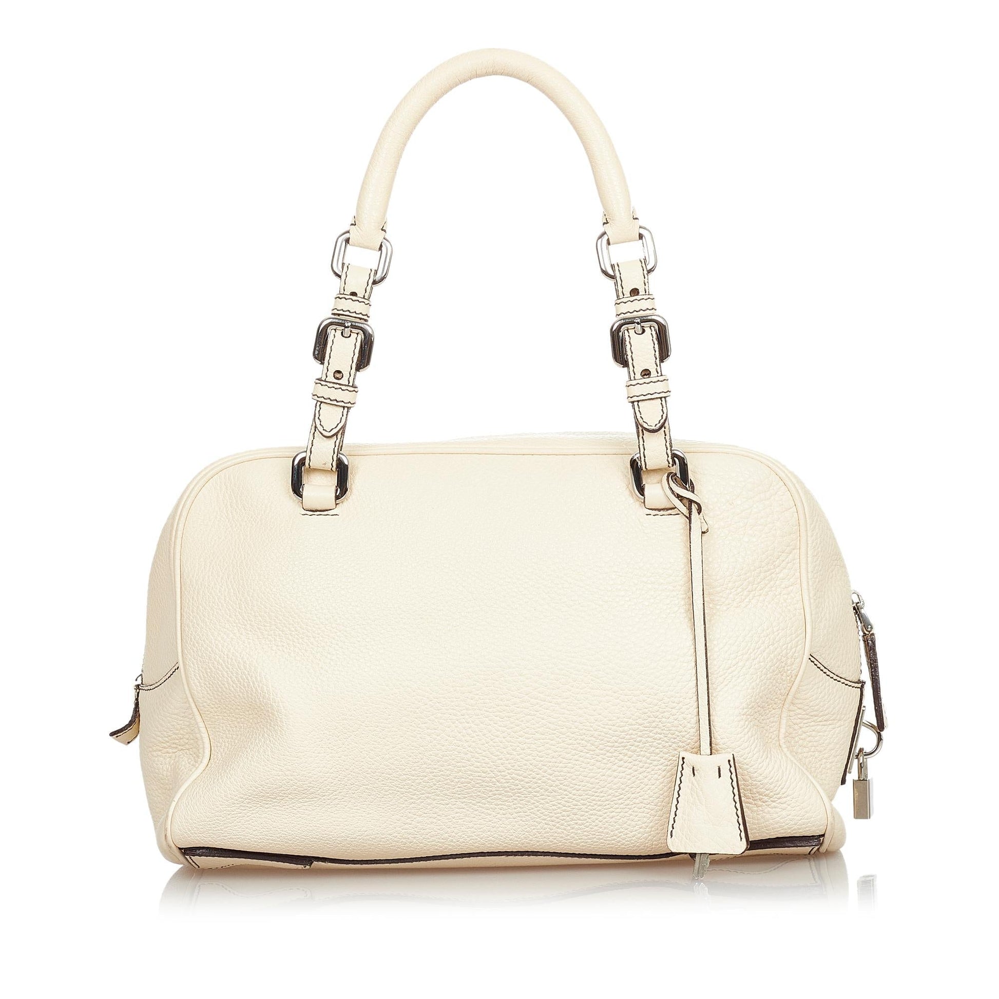 Prada Vitello Daino Logo Handbag Style 3 - Ewore Bags