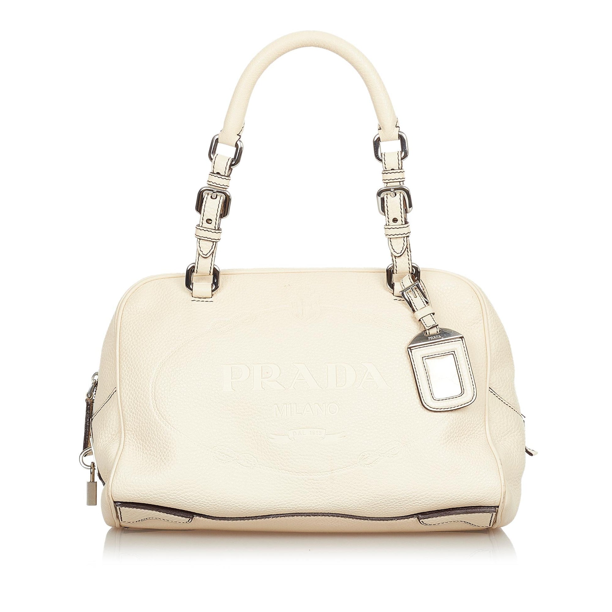 Prada Vitello Daino Logo Handbag Style 3 - Ewore Bags