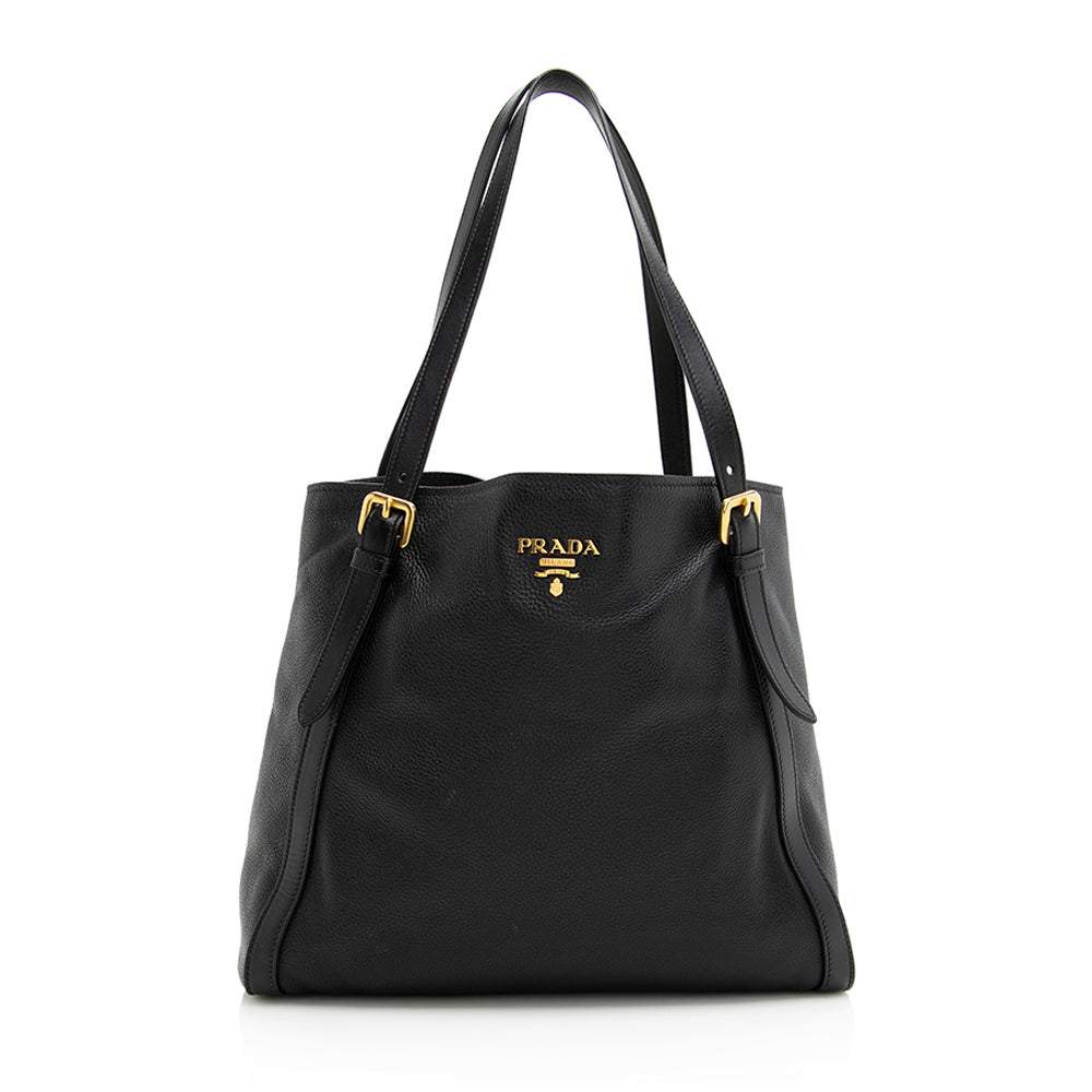 Prada Vitello Daino North South Tote (SHF-19897)
