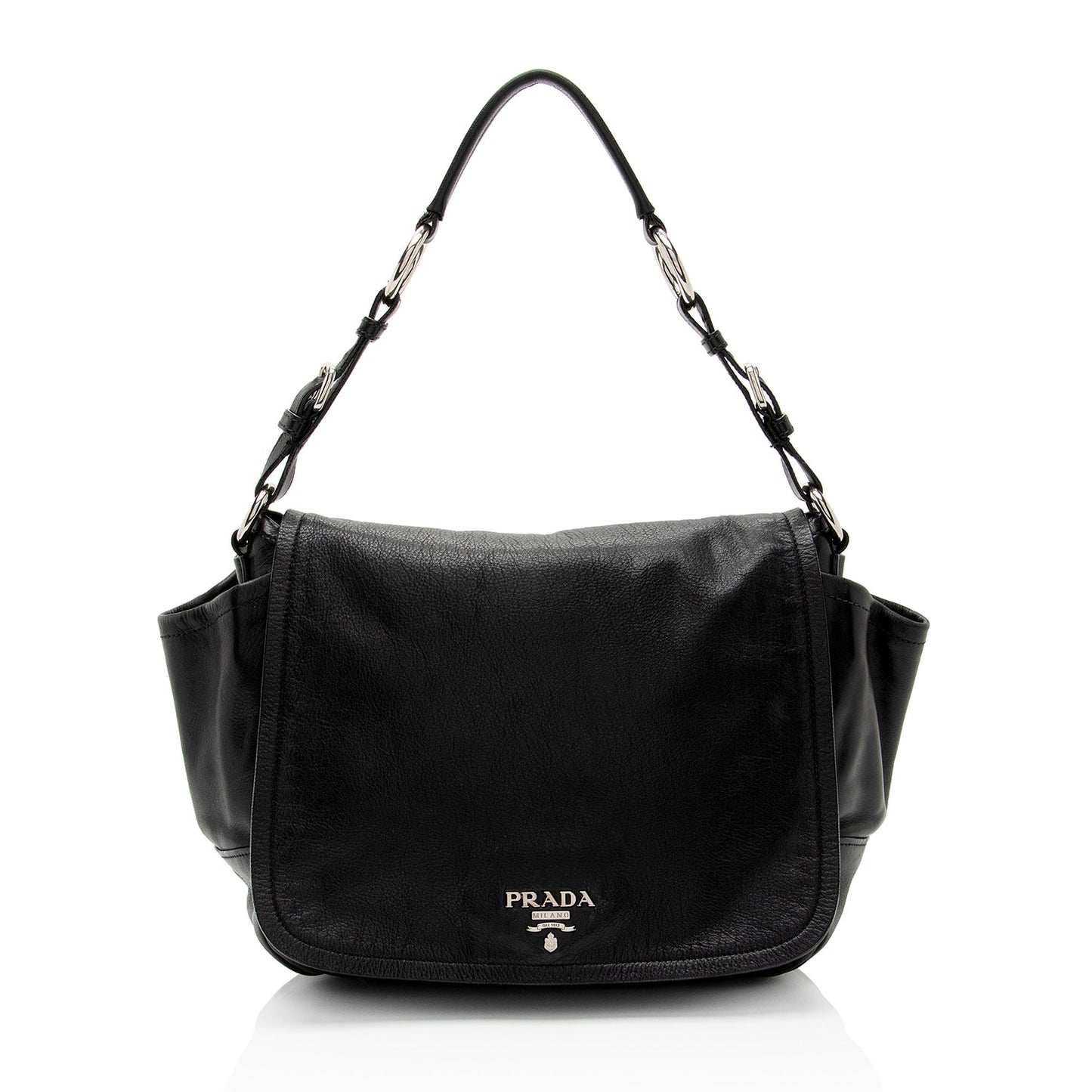 Prada Vitello Daino Side Pocket Flap Bag (SHF-cfYVug)