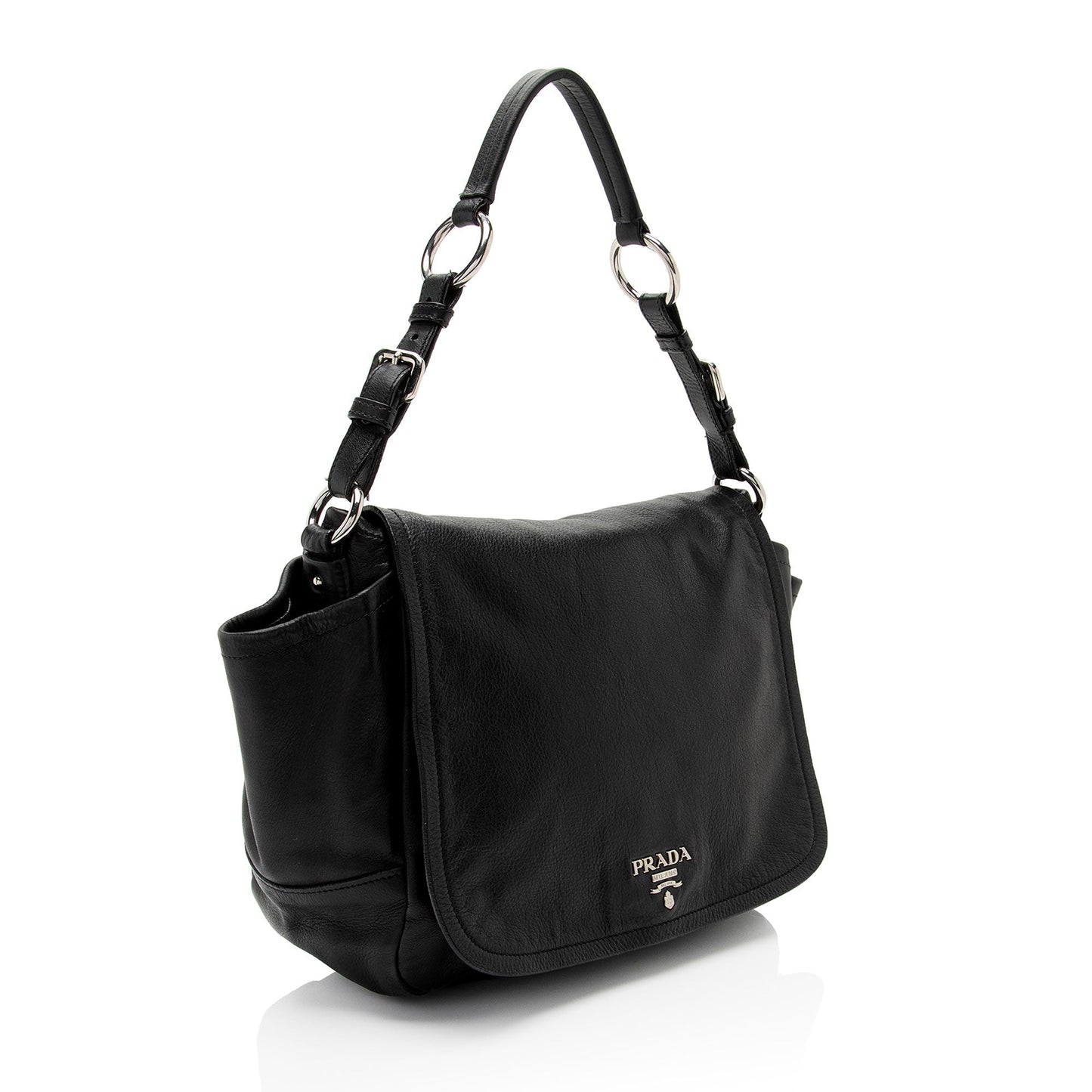 Prada Vitello Daino Side Pocket Flap Bag (SHF-cfYVug)