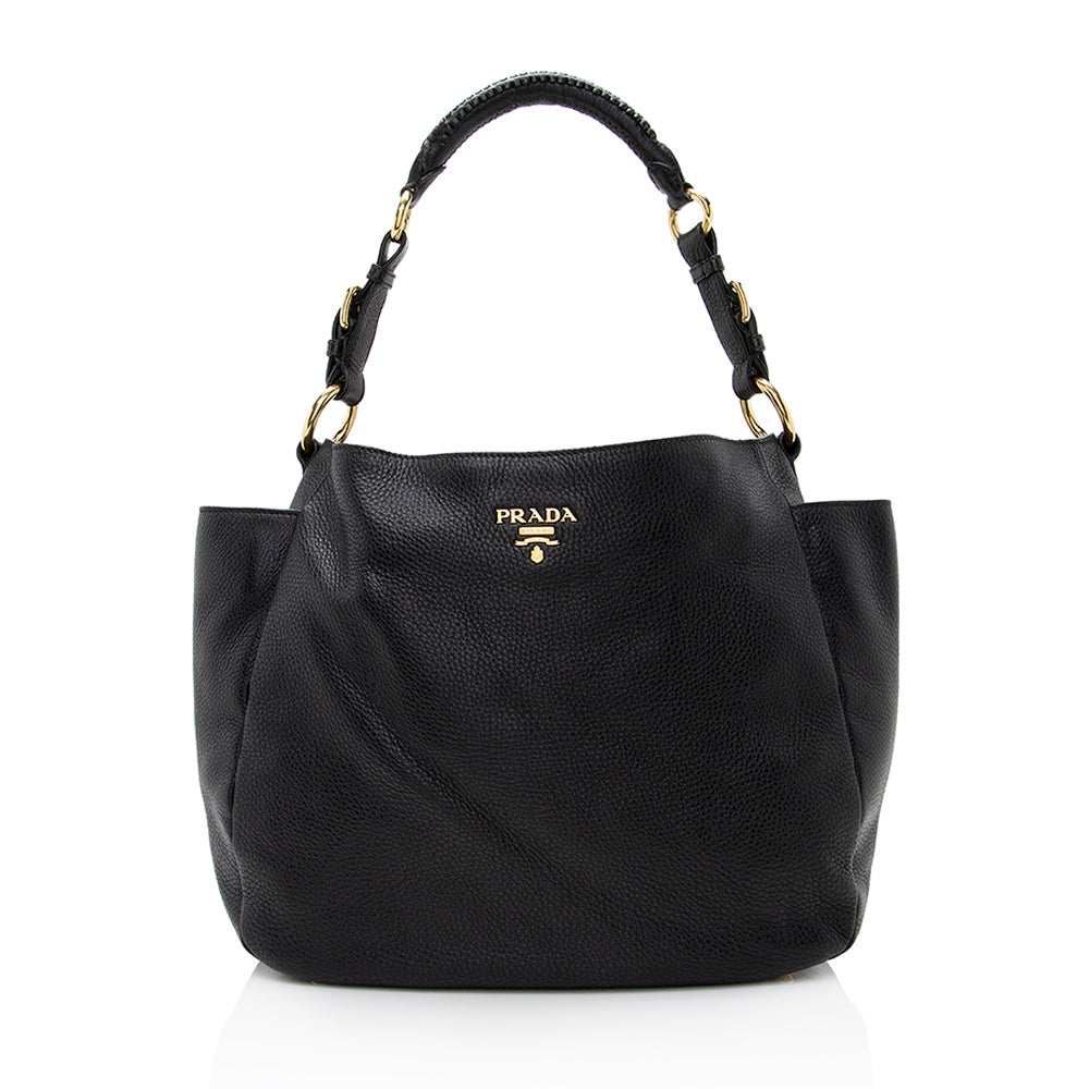 Prada Vitello Daino Side Pocket Hobo (SHF-21901)