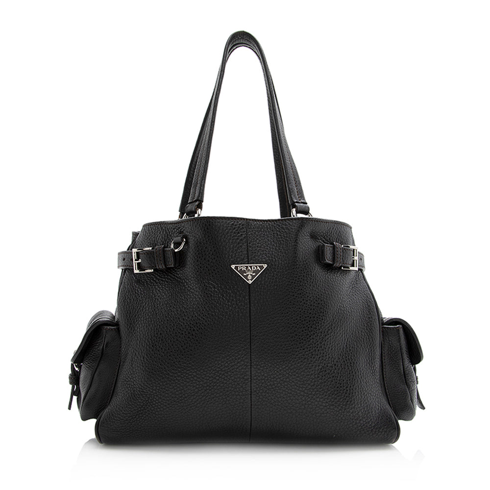 Prada Vitello Daino Side Pocket Tote (SHF-21558)