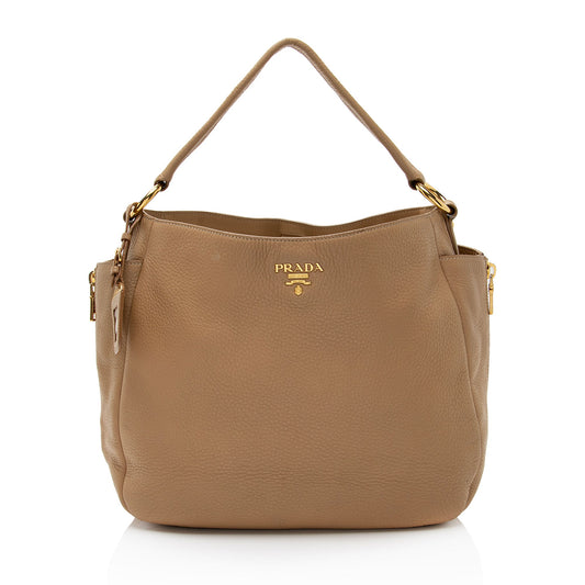 Prada Vitello Daino Side Pocket Zip Large Hobo (SHF-pipYZZ)