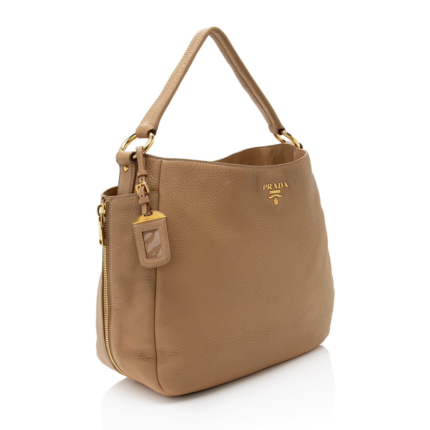Prada Vitello Daino Side Pocket Zip Large Hobo (SHF-pipYZZ)