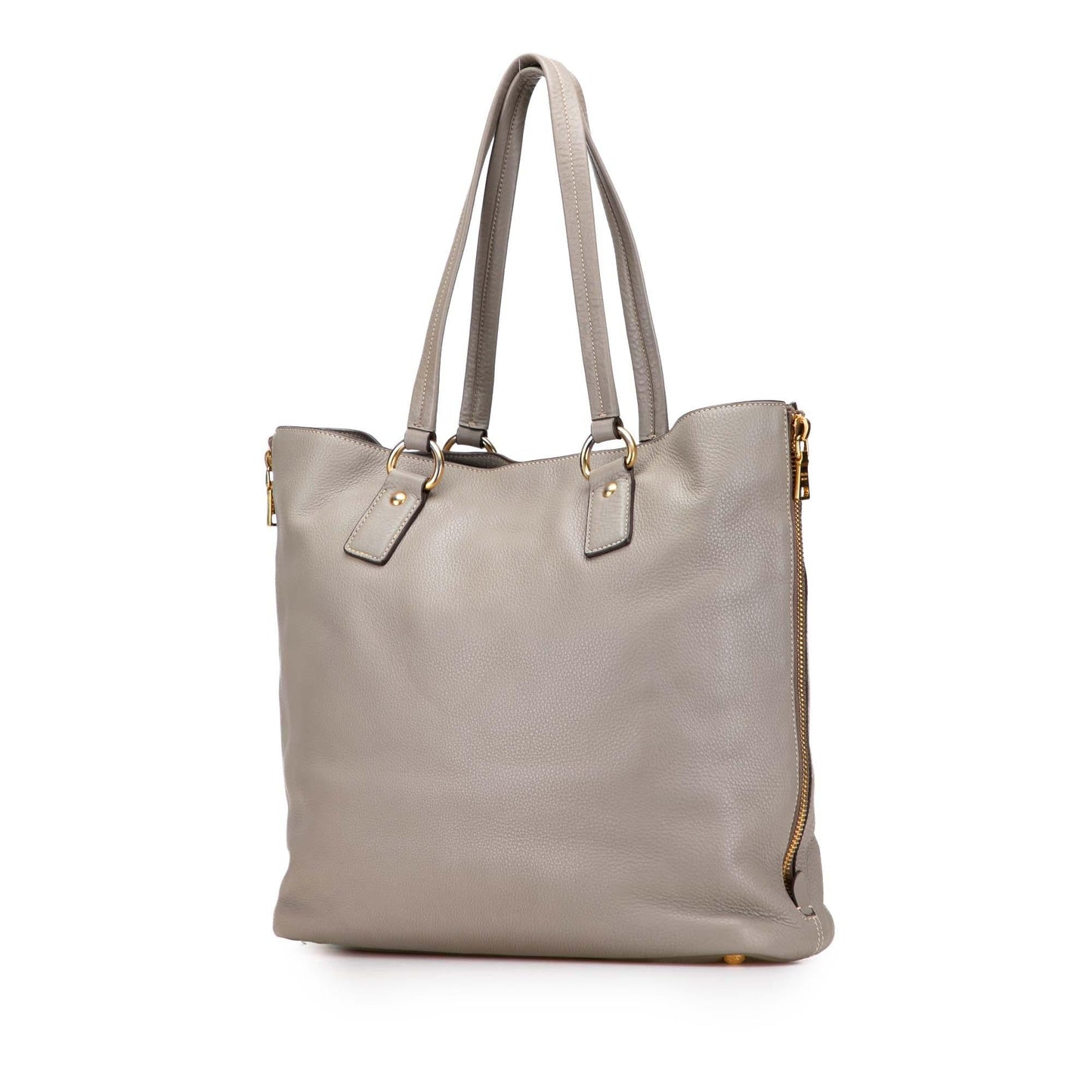Prada Vitello Daino Side Zip Shopper Tote