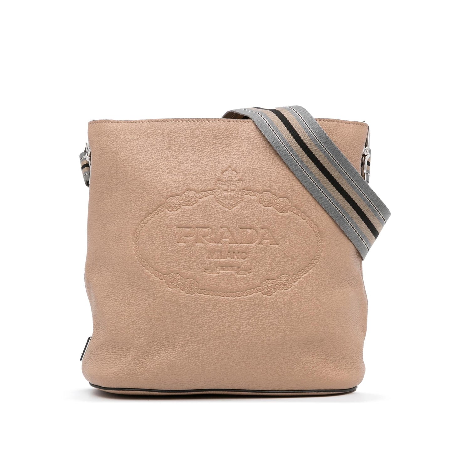 Prada Vitello Phenix Logo Bucket Bag (SHG-19RlVo)