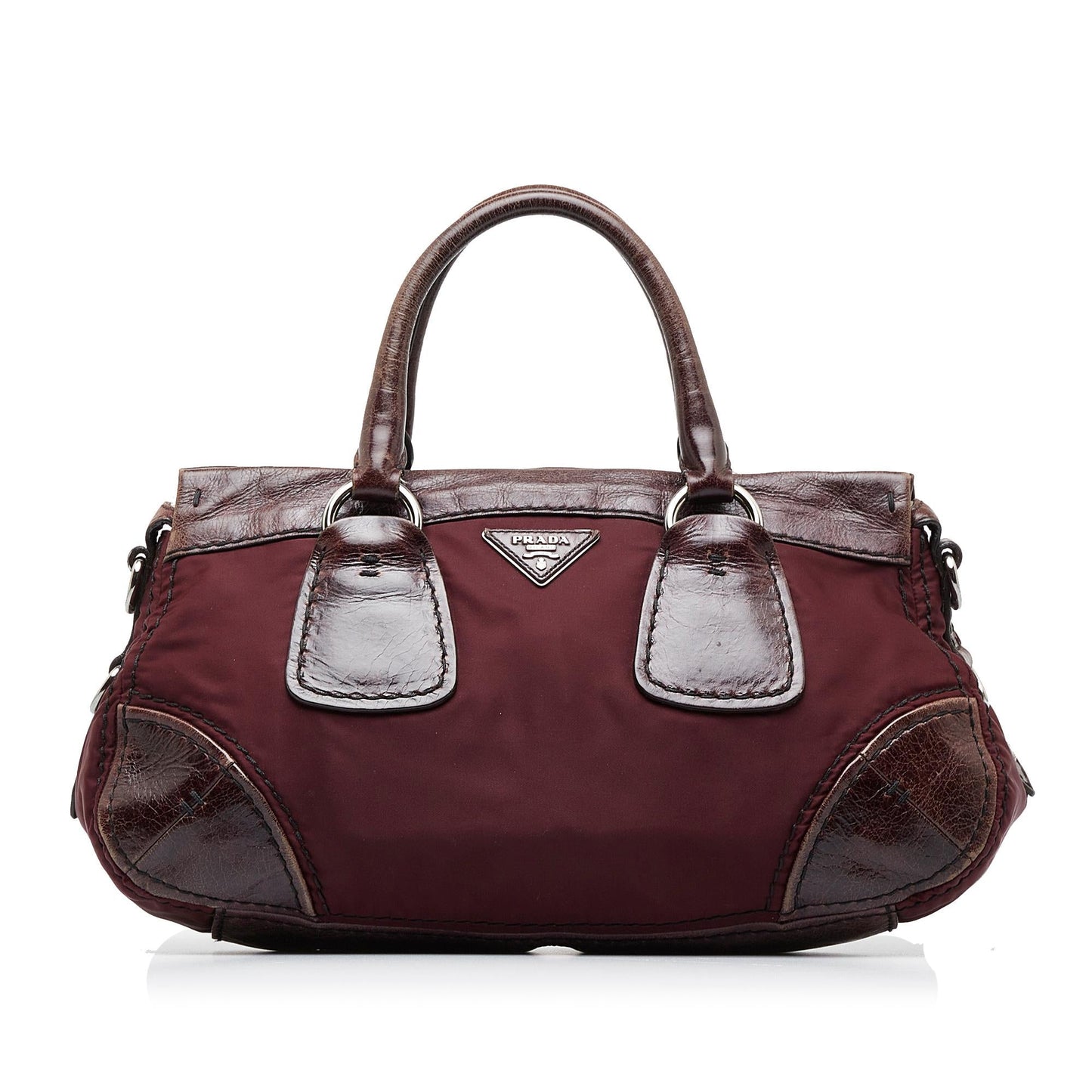 Prada Vitello Trimmed Tessuto Satchel (SHG-ZljEJ6)