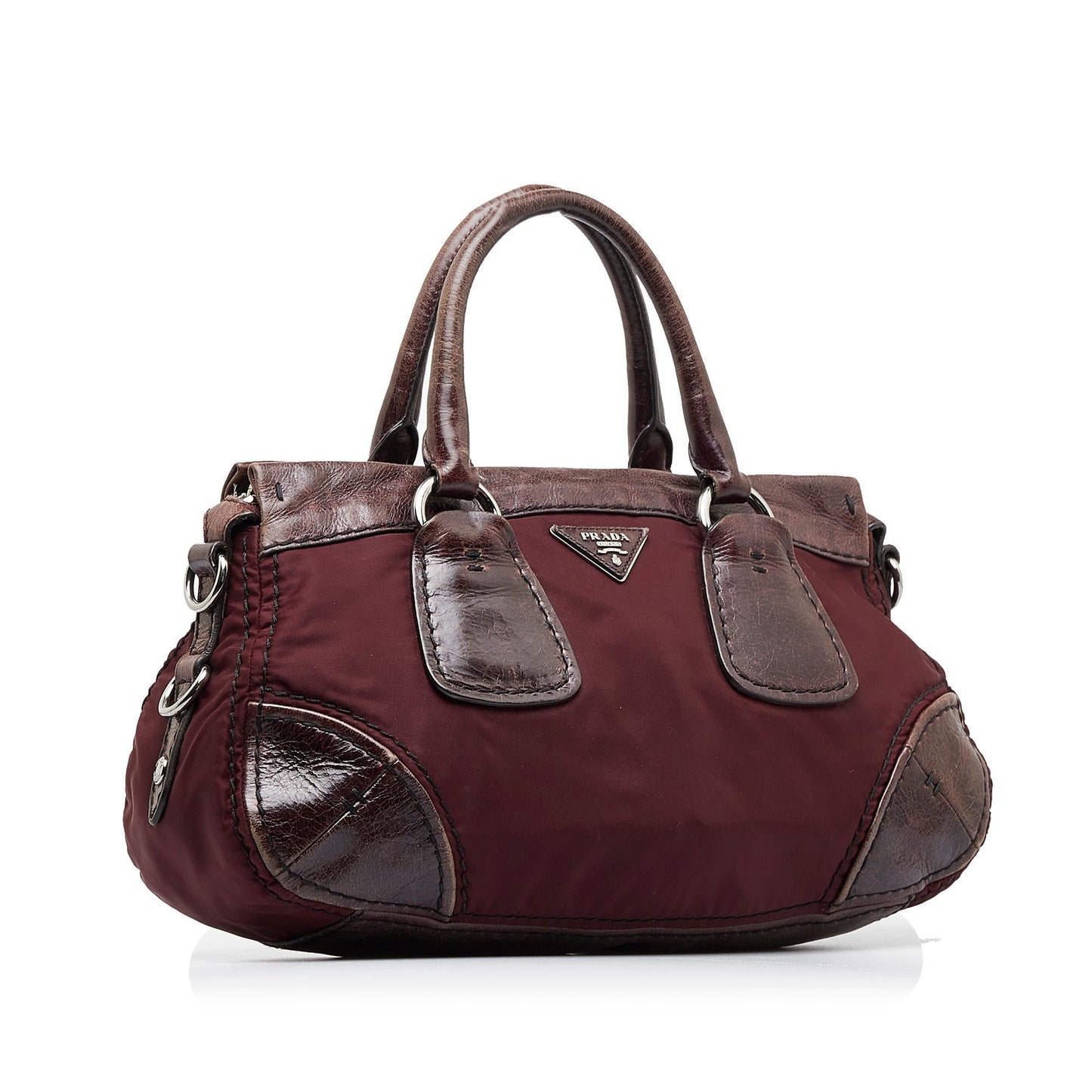 Prada Vitello Trimmed Tessuto Satchel (SHG-ZljEJ6)