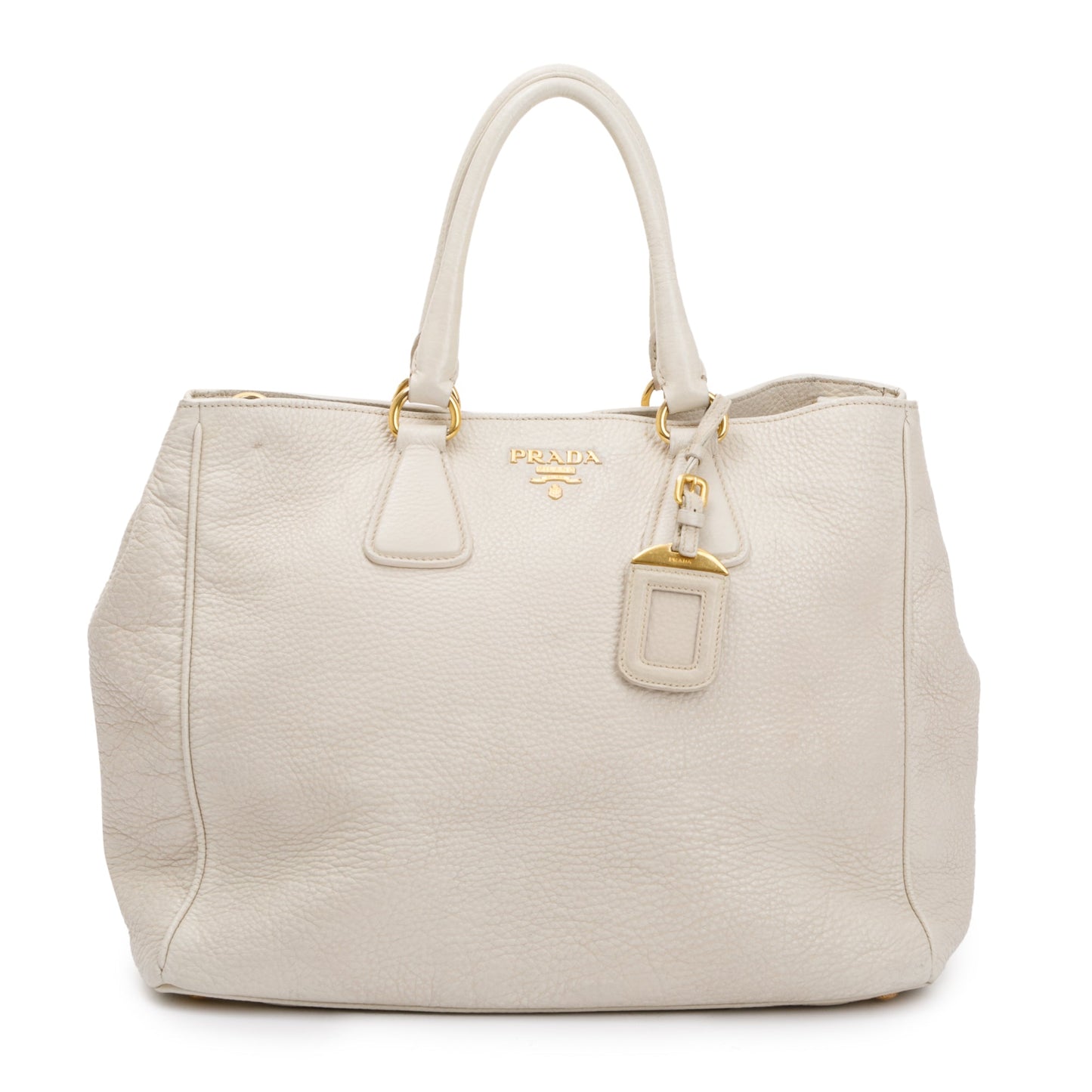 Prada White Vitello Daino Leather Tote