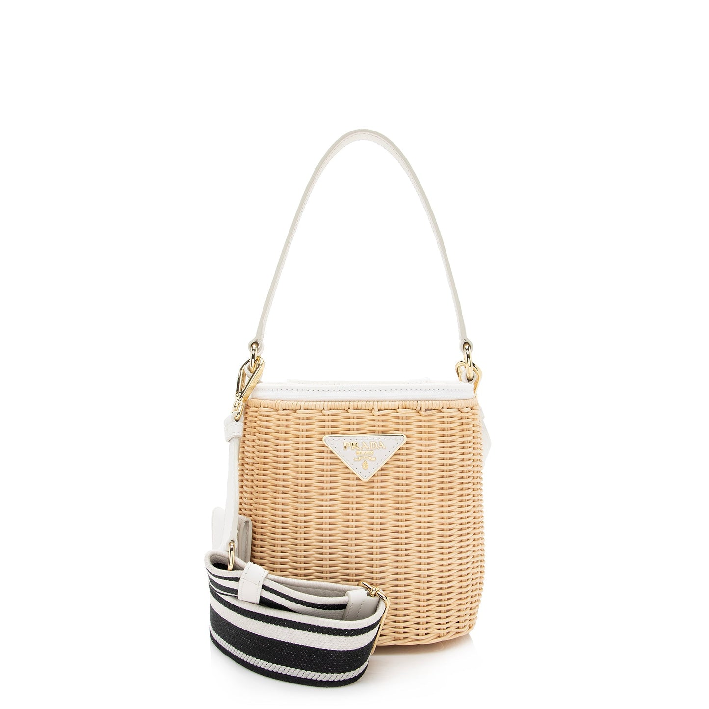 Prada Wicker Canapa Bucket Bag (SHF-22390)