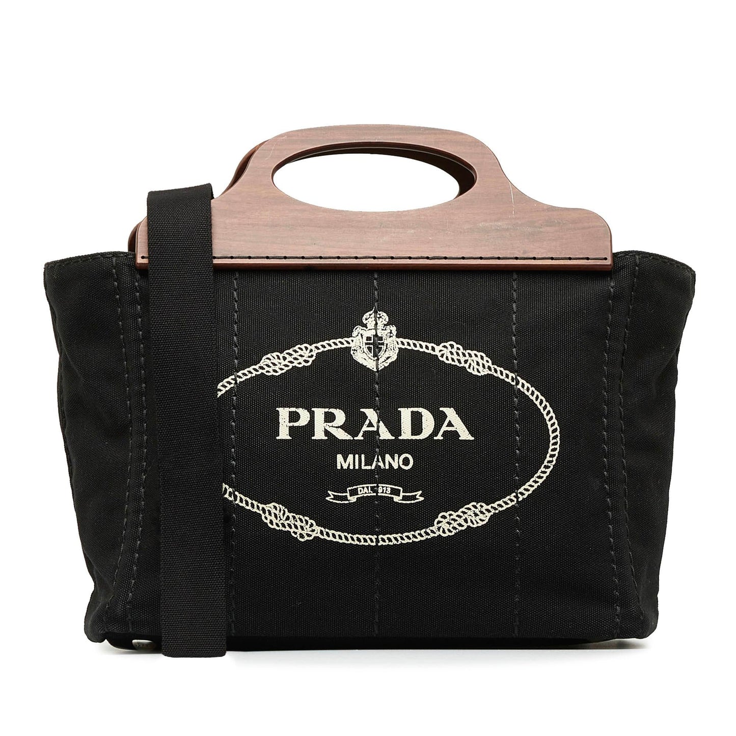 Prada Wood Handle Canapa Logo Satchel (SHG-MVwVck)