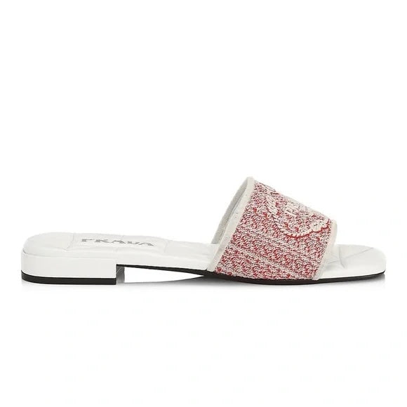 PRADA RICAMO JACQUARD EMBROIDERED SLIDES