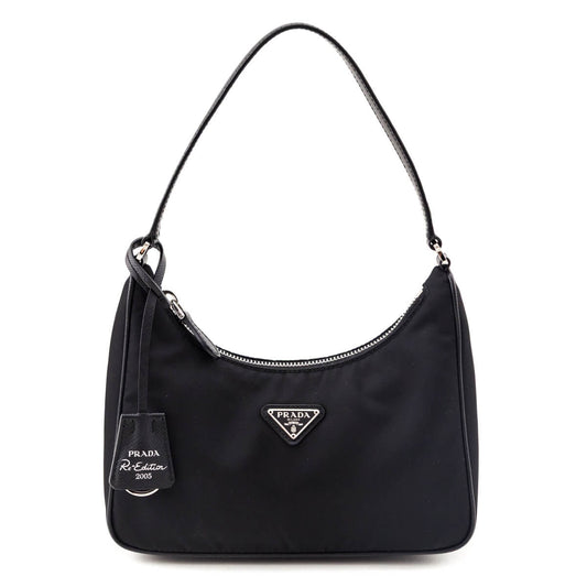 Prada Black Tessuto Nylon Saffiano Mini Re-Edition 2005 Bag