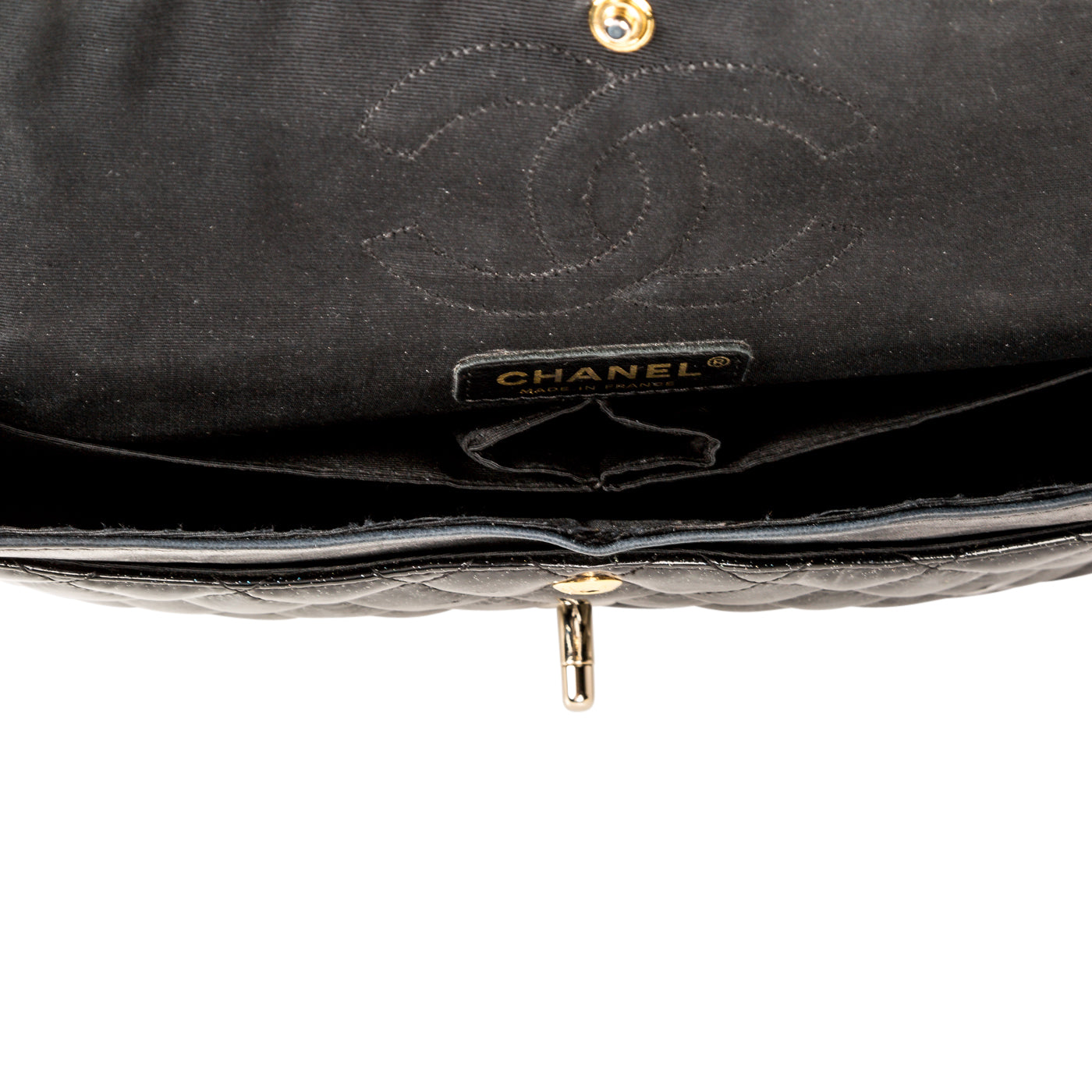 Chanel Classic Flap Bag - Medium - Patent Black Glitter
