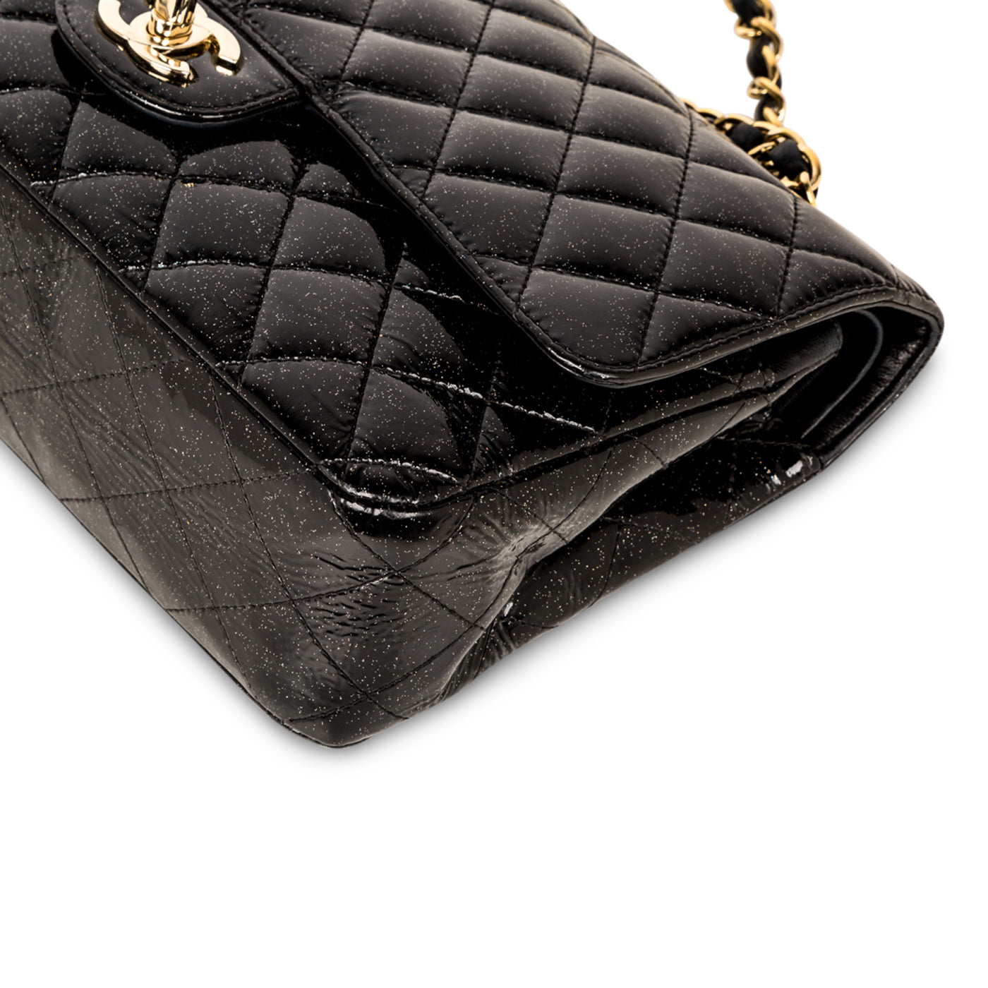 Chanel Classic Flap Bag - Medium - Patent Black Glitter