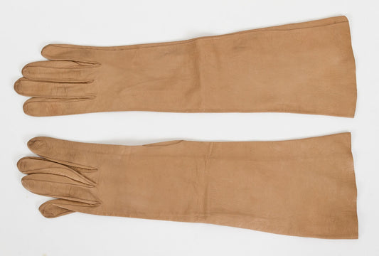 Hermes Beige Lambkin Long Vintage Gloves