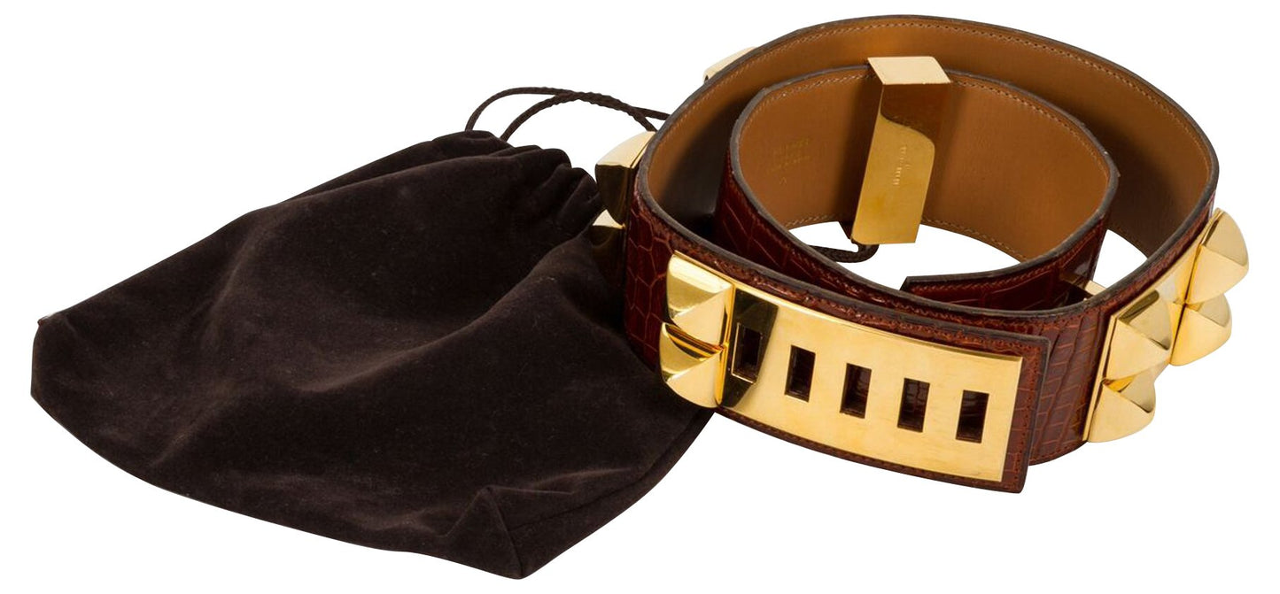 Hermes Rare Croc Collier de Chien Belt