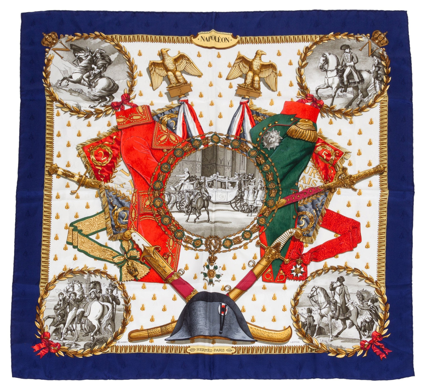 Hermes Collectible Napoleon Navy Scarf