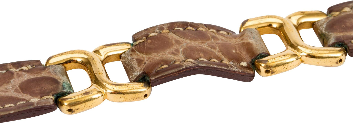 Hermes Brown Crocodile Bracelet