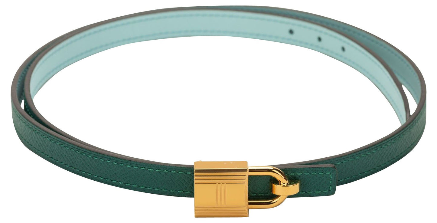 Hermes Green & Blue Atoll Lock Belt