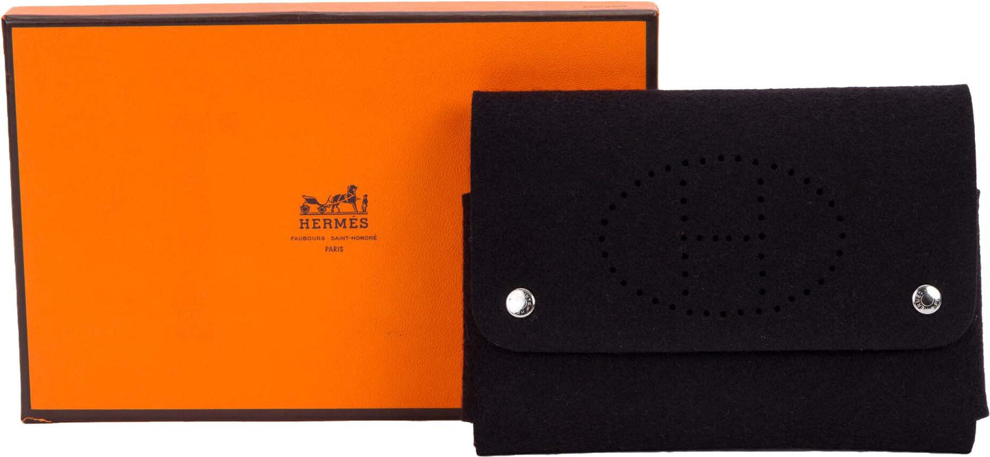 Hermes Black Felt Perforated Pouch
