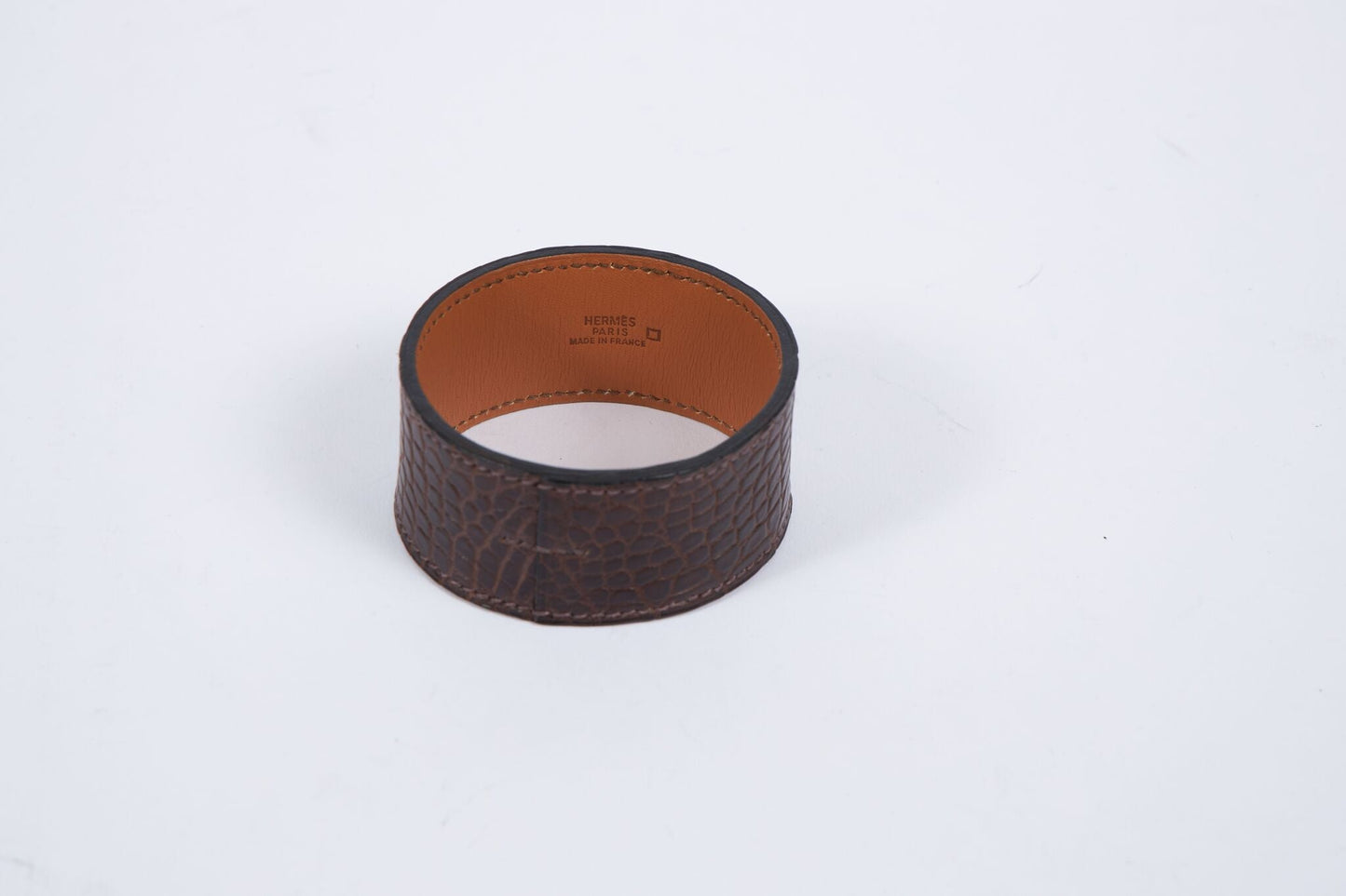Hermes Brown Croc-Leather Cuff
