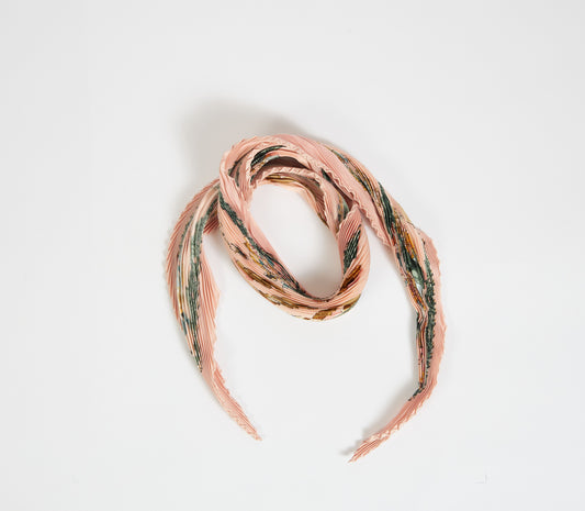 Hermes Pink Copeaux Pleated Silk Scarf