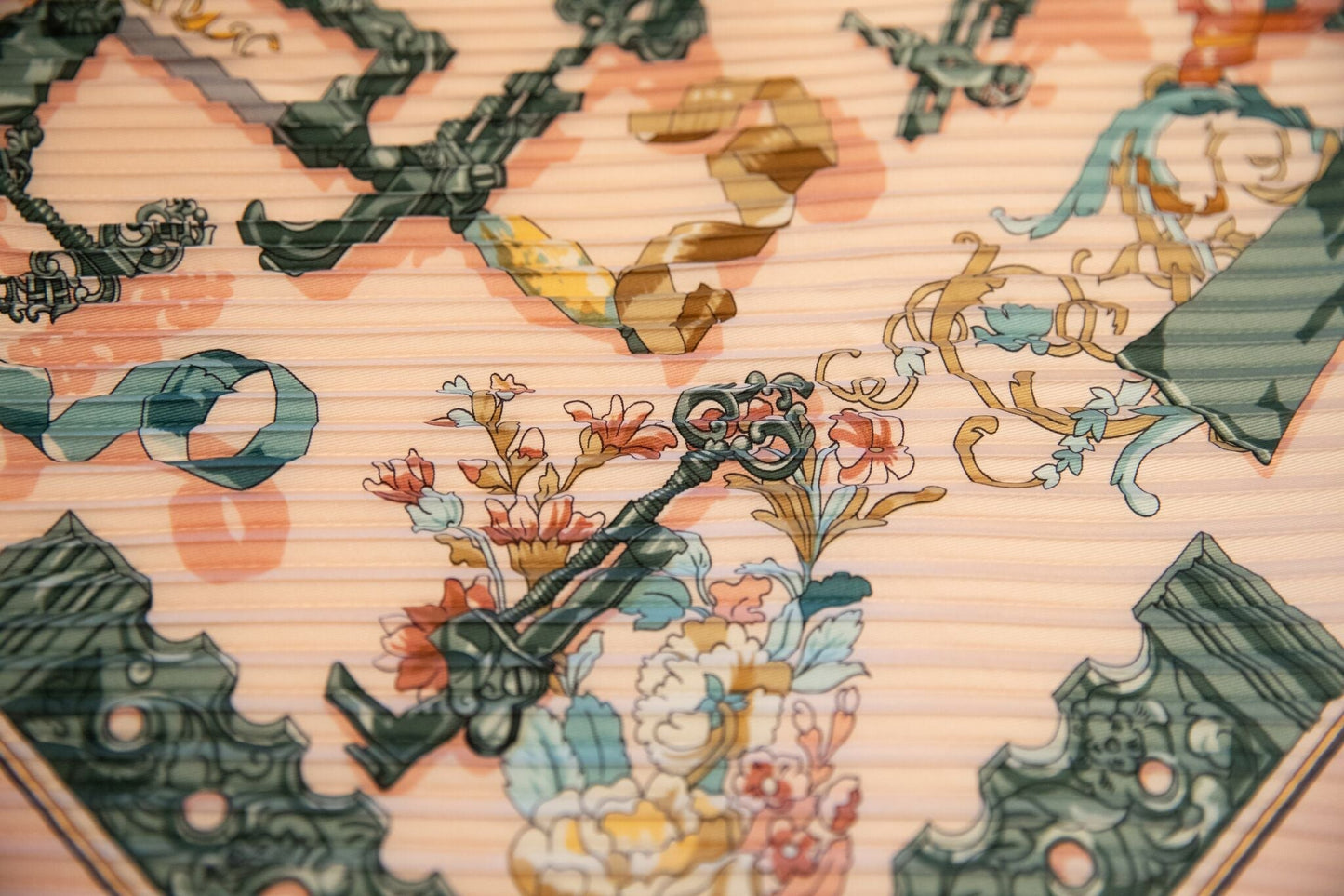 Hermes Pink Copeaux Pleated Silk Scarf