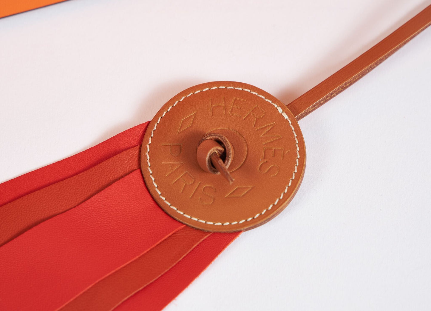 Hermes Red Paddock Flot Ribbon Charm