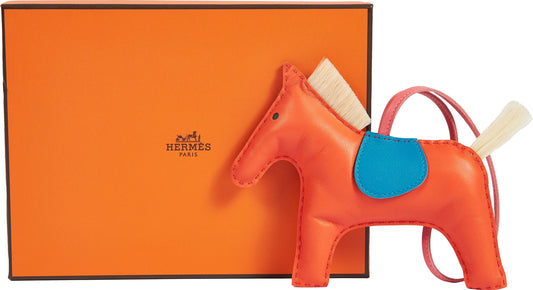 Hermes Orange Horsehair Rodeo Bag Charm