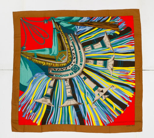 Hermes Fringe Cashmere Shawl 54"