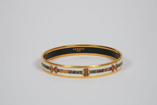 Hermes White & Green Enamel Bangle