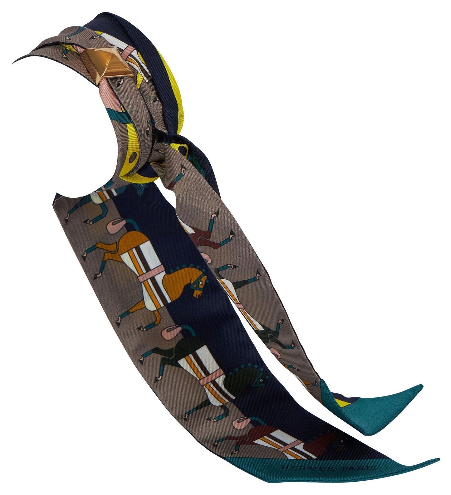 Hermes Dressage Horses Silk Twilly Scarf