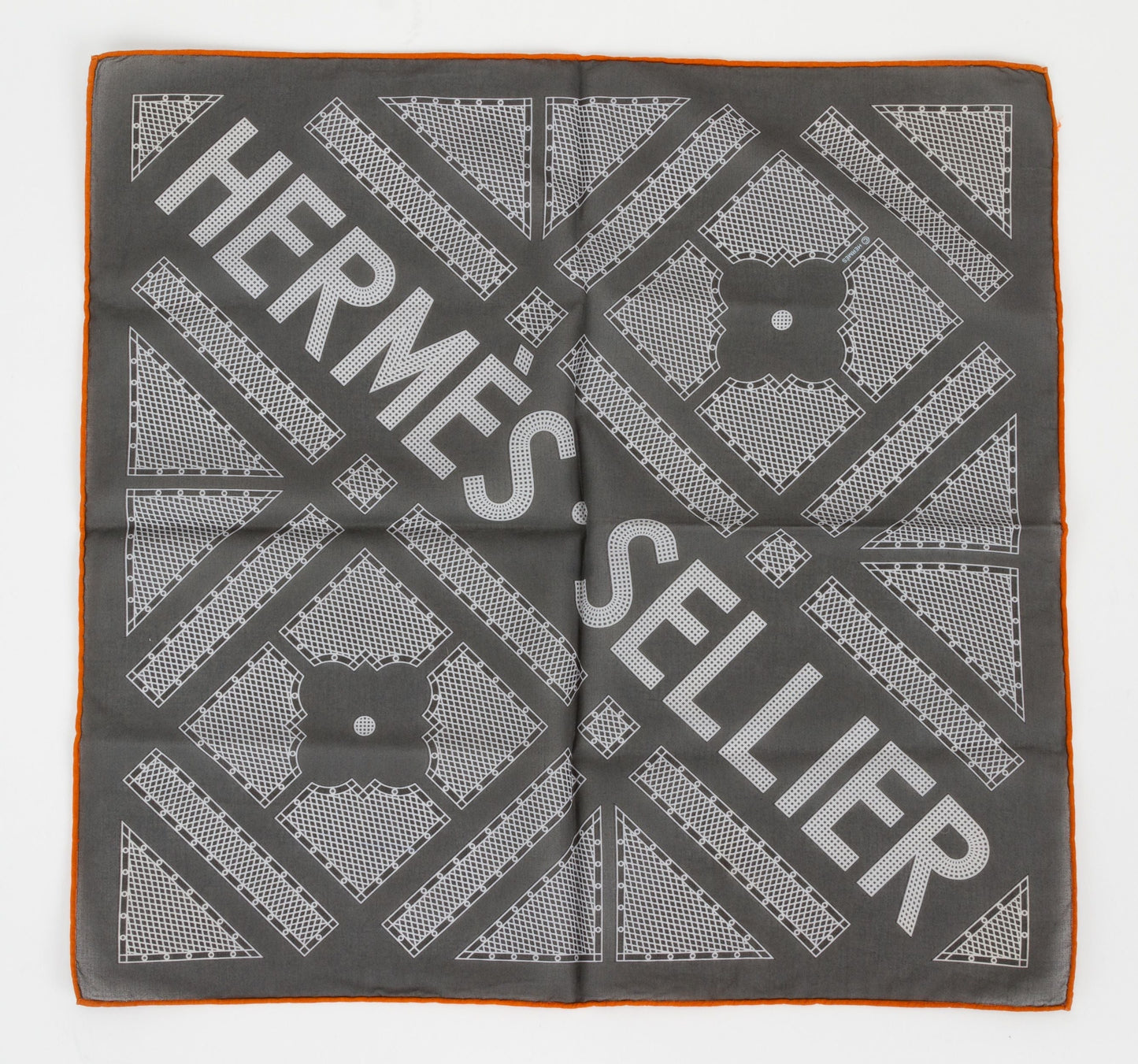 Hermes Grey Geometric Cotton Pochette