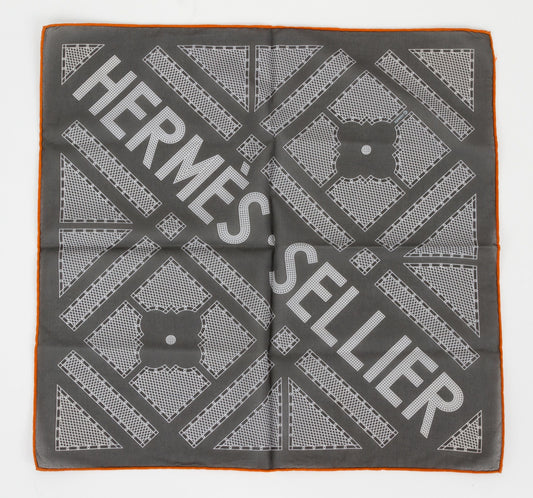 Hermes Grey Geometric Cotton Pochette