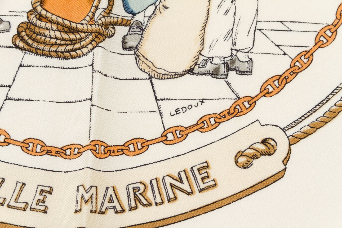 Hermes Blue Vieille Marine Silk Scarf